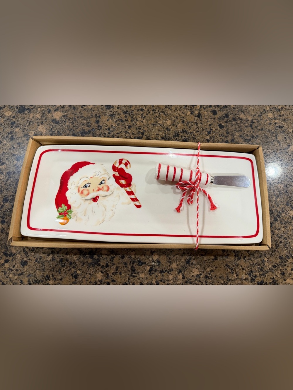 Festive Santa Cheese Serving Set - Red and White